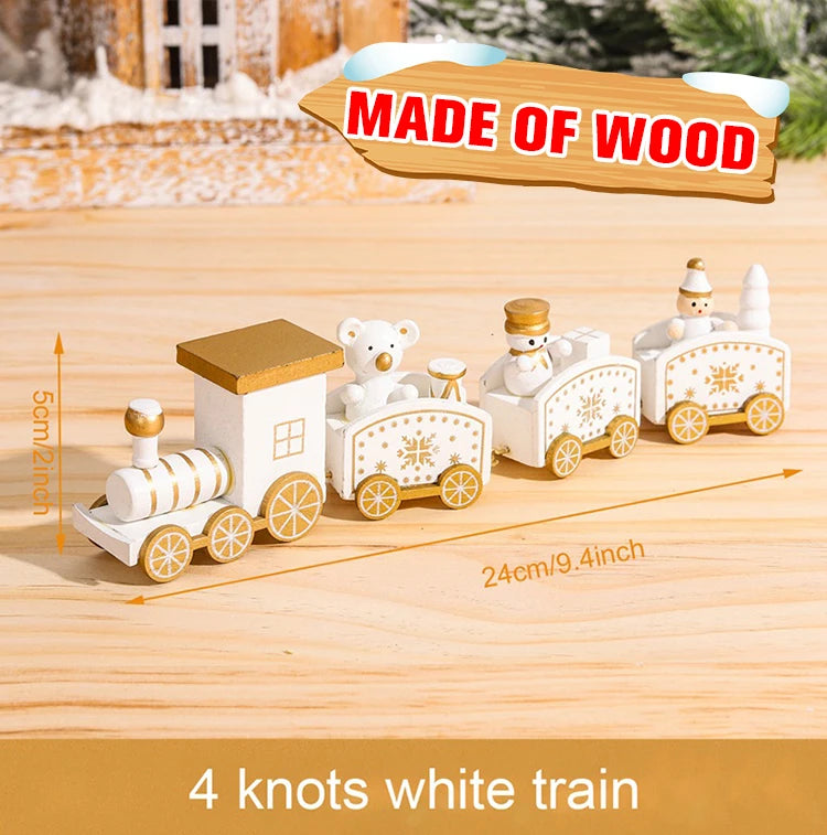 Wooden Christmas Train Ornament Set