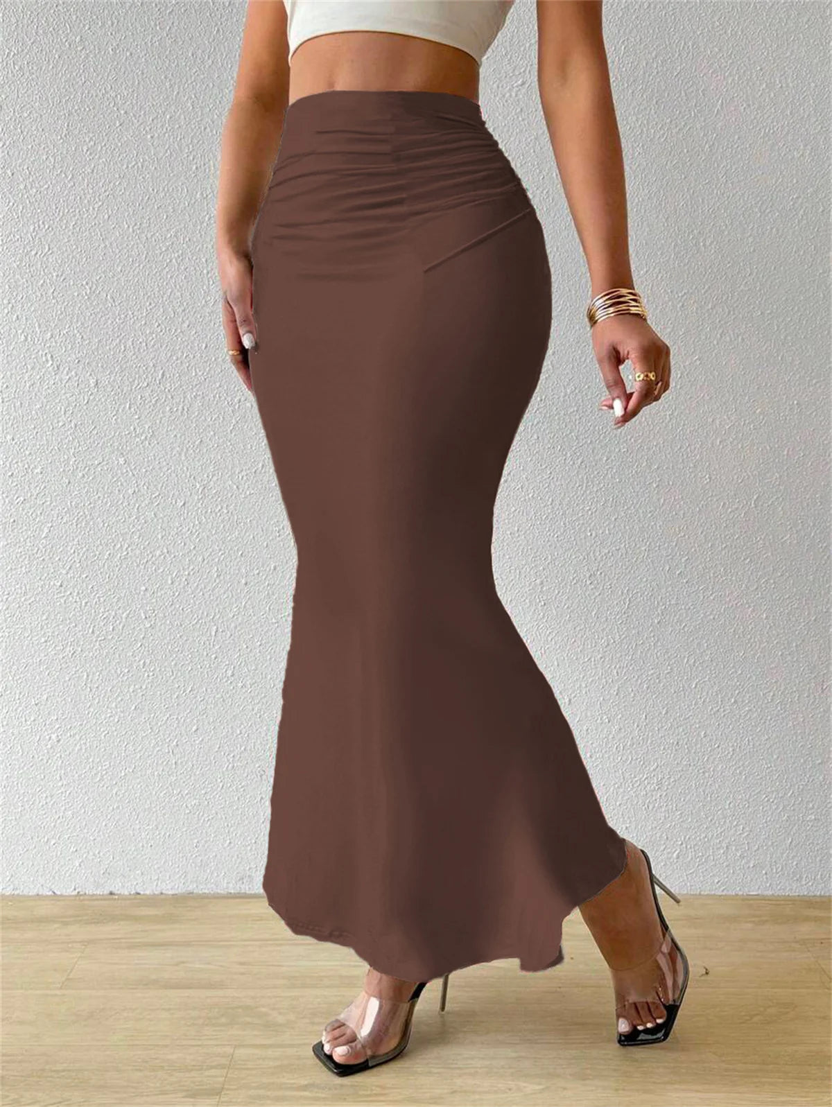 High-Waist Fishtail Midi Skirt