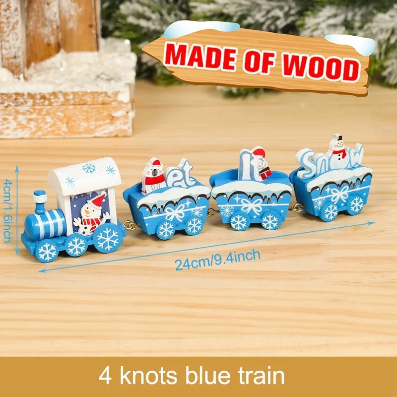Wooden Christmas Train Ornament Set