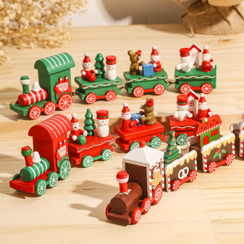 Wooden Christmas Train Ornament Set