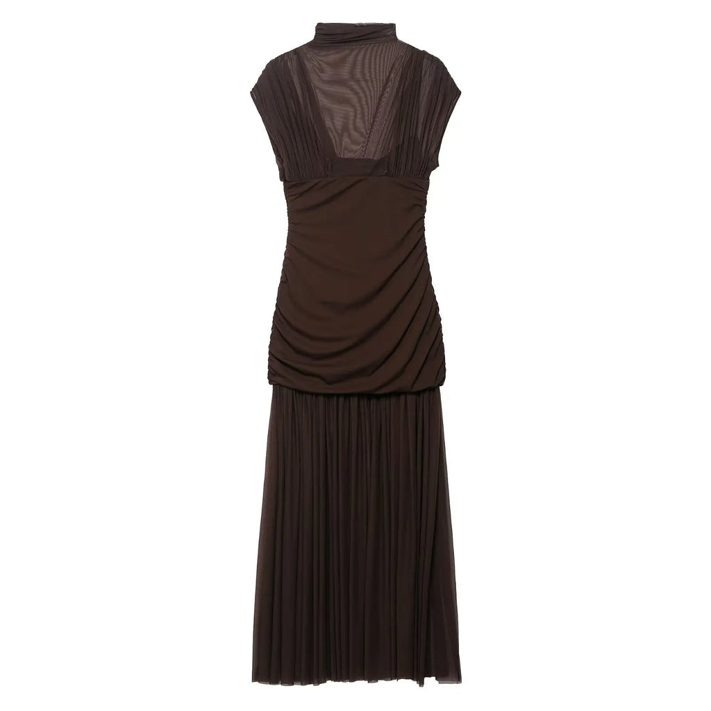Black Mesh Patchwork Maxi Dress