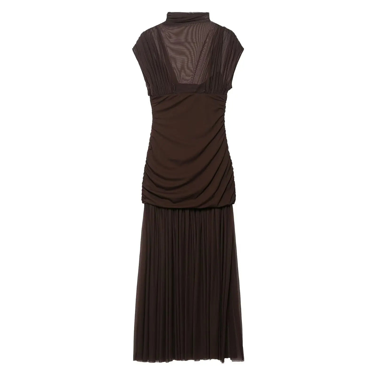 Black Mesh Patchwork Maxi Dress