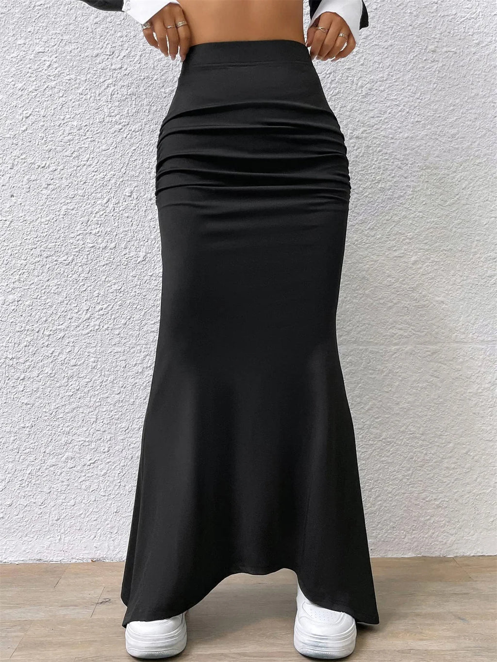 High-Waist Fishtail Midi Skirt