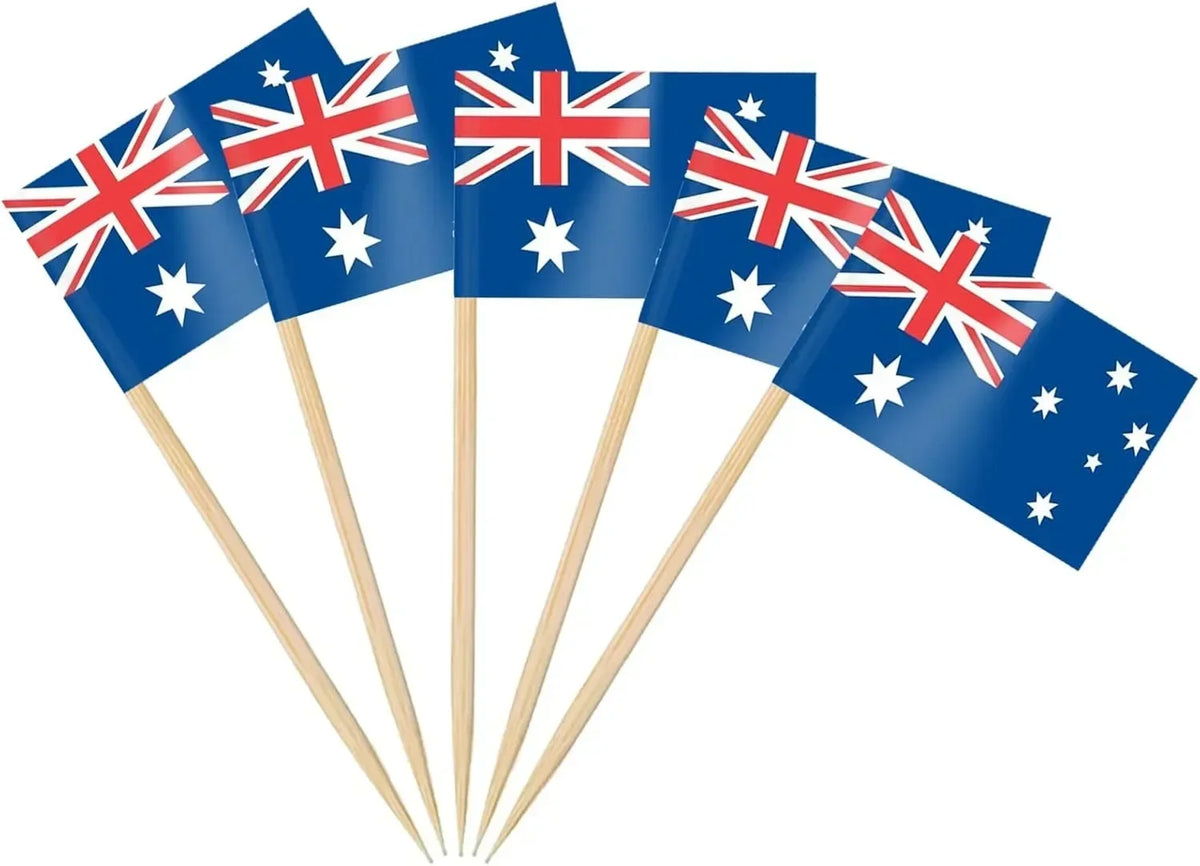 Themed Party trick - Mini Flag Cupcake/Cake/Cocktials/Fruitplatter Toppers (100 Pack)