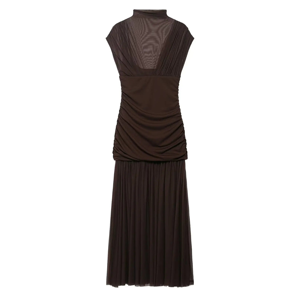 Black Mesh Patchwork Maxi Dress
