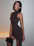 Turtleneck Ruched Tank Mini Dress