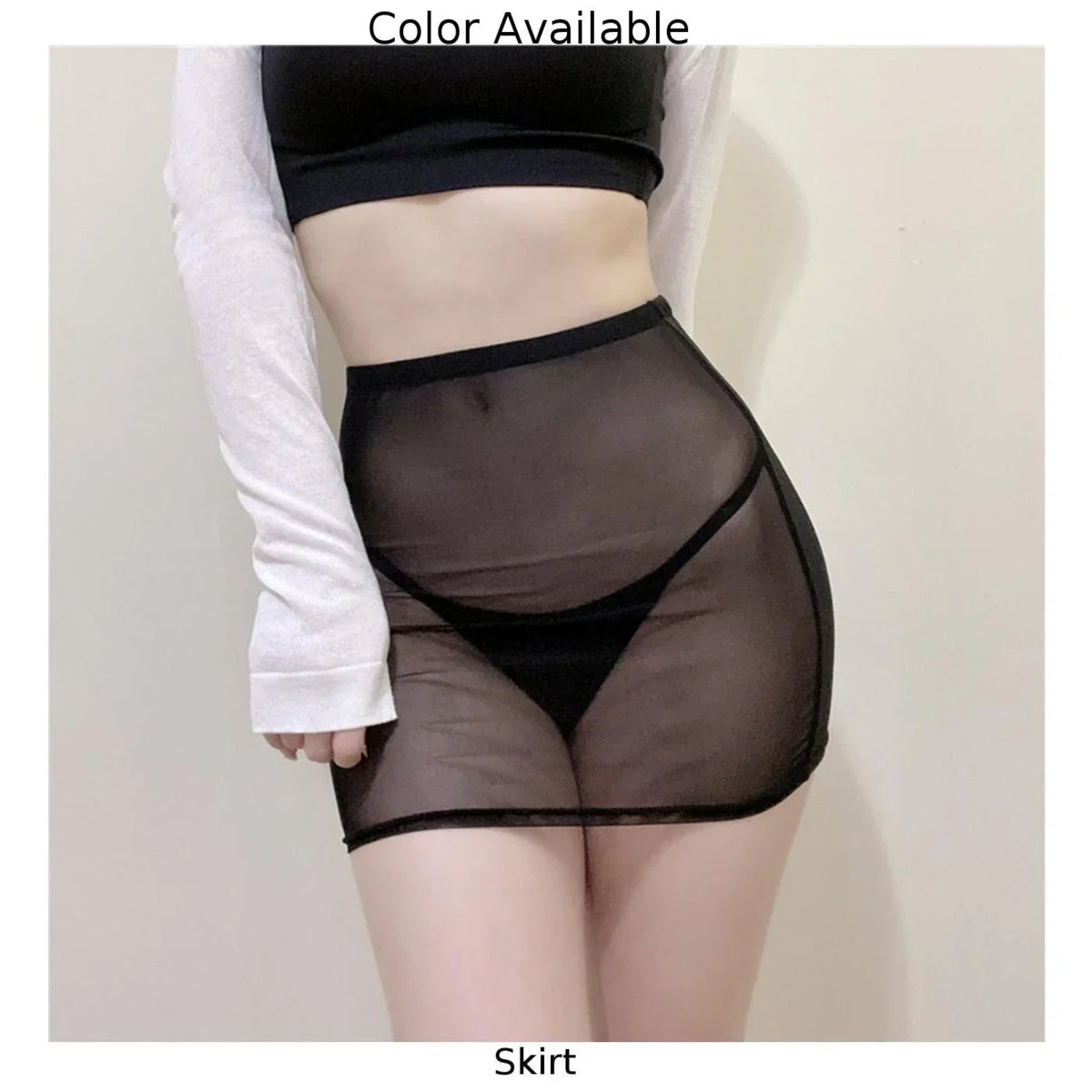 Sexy Ladies Sheer Mesh Transparent Beach Wear Skirt Women Black High Waist Lingerie Short Stretch Night Club Mini Skirts Female Clothing
