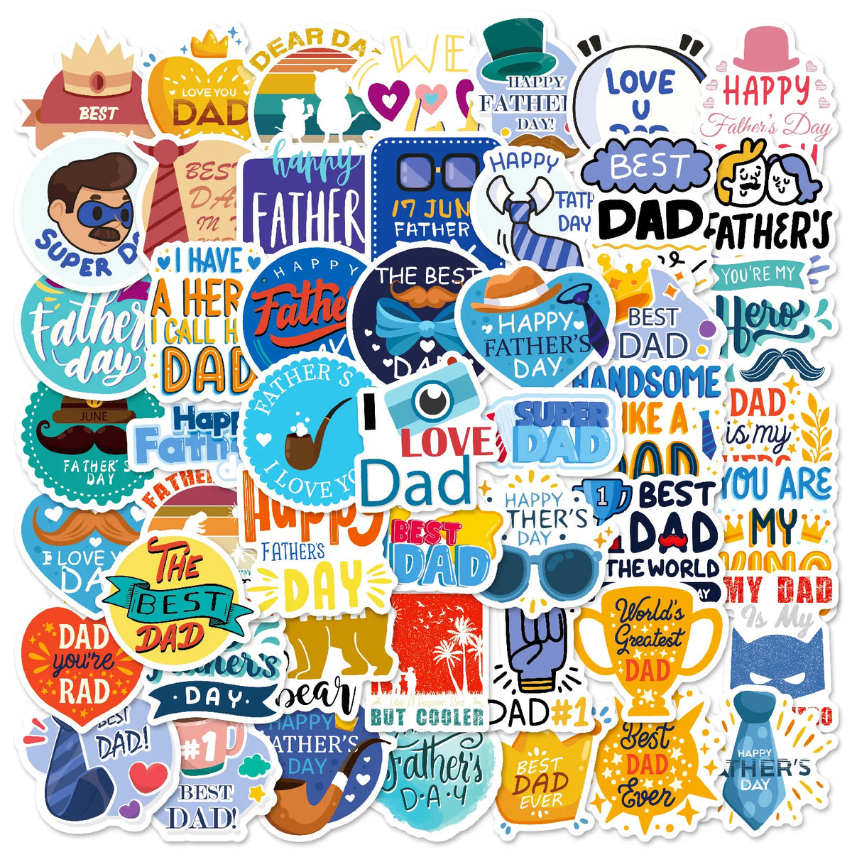 Father's Day Waterproof Stickers (10 or 50 Pack)