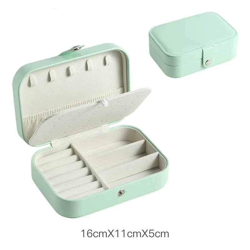 Portable Leather Jewelry Box with Zipper Closure