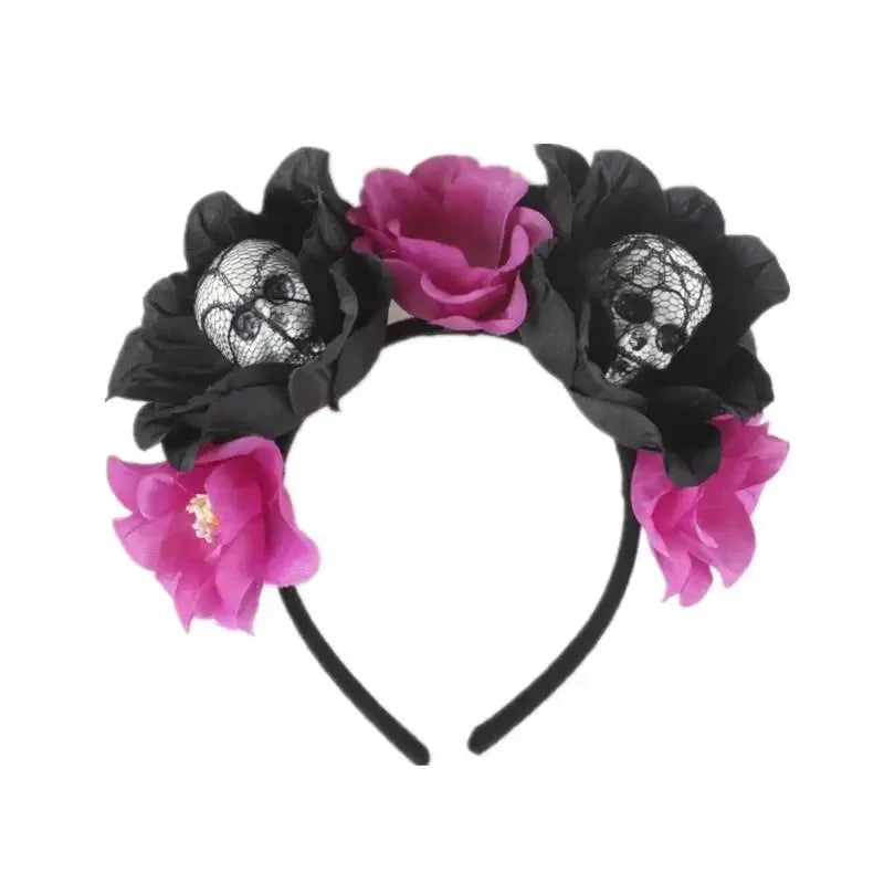 Halloween Skeleton Flower Headband