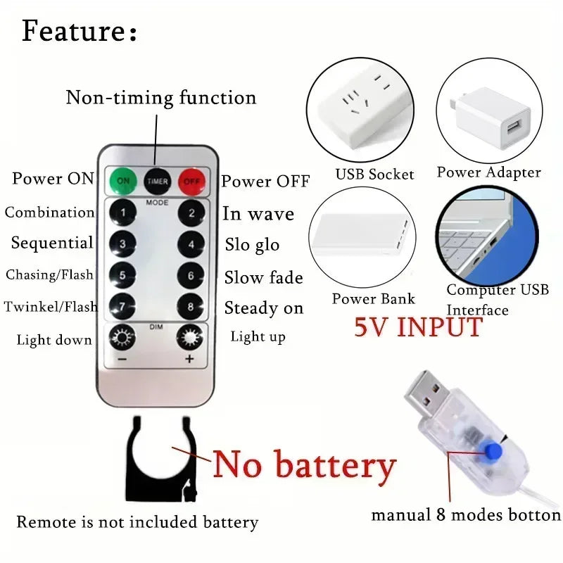 Curtain Fairy Lights LED - 8 Modes with Remote