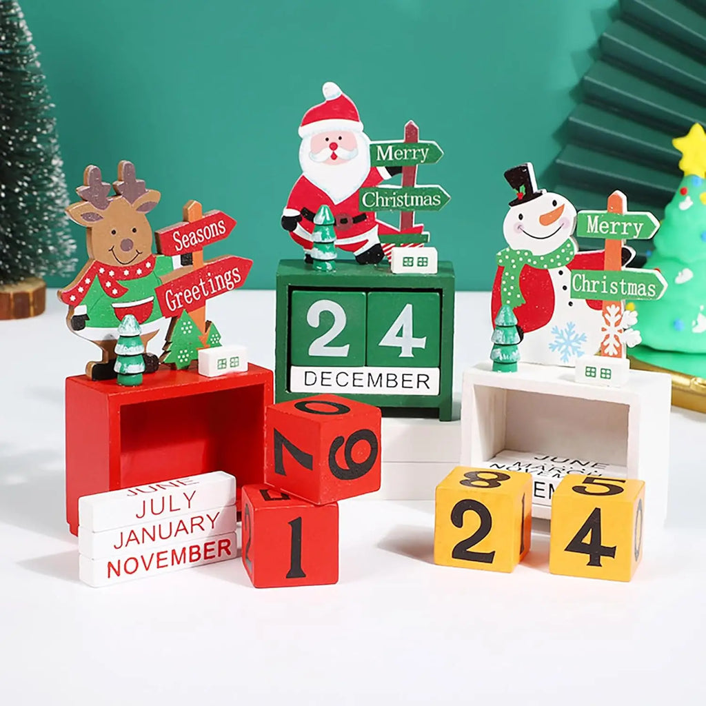 Wooden Christmas Countdown Calendar Blocks