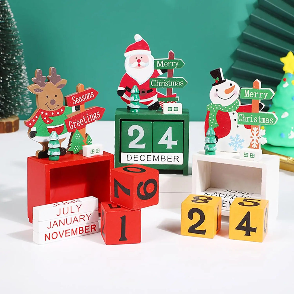 Wooden Christmas Countdown Calendar Blocks