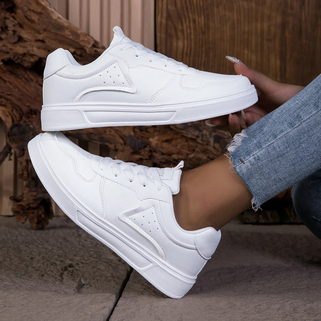 Women White Breathable Walking Sneakers