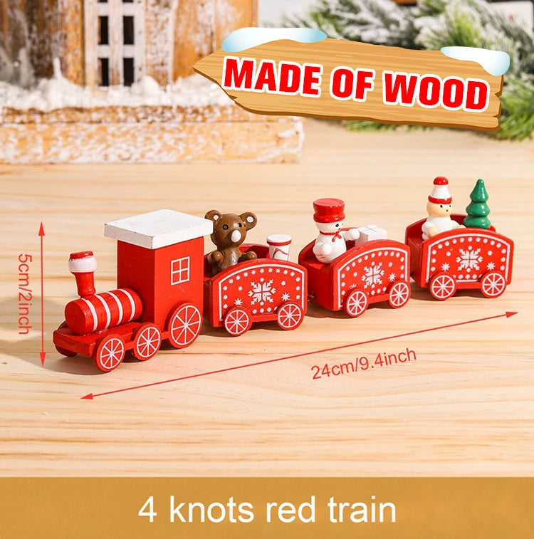 Wooden Christmas Train Ornament Set