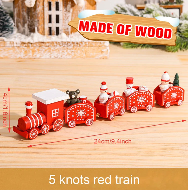 Wooden Christmas Train Ornament Set