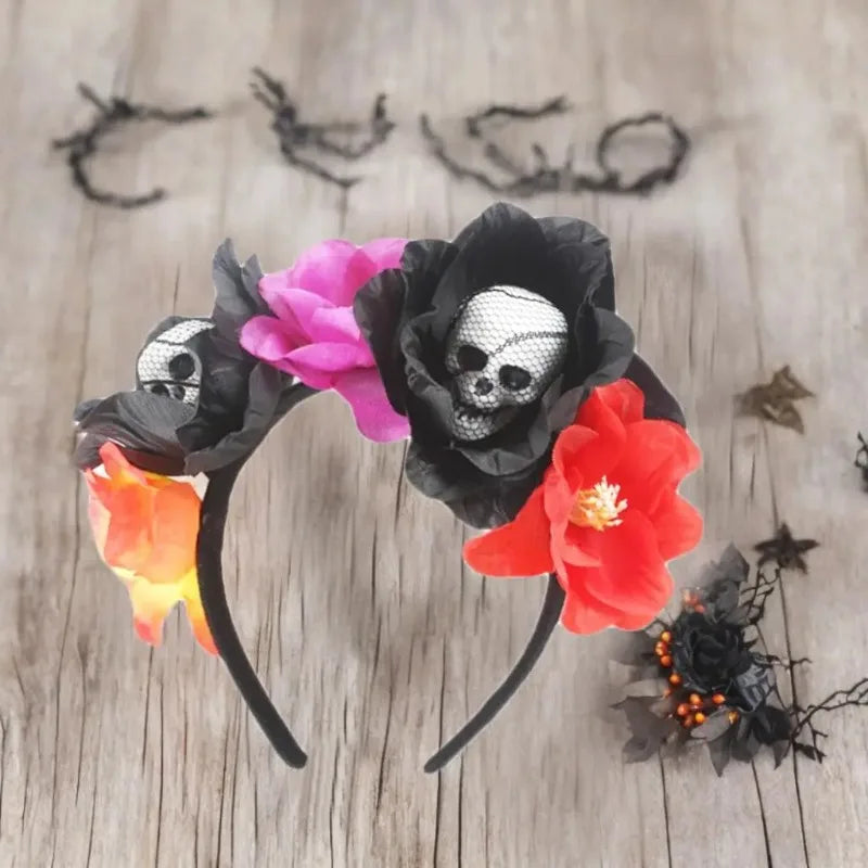 Halloween Skeleton Flower Headband
