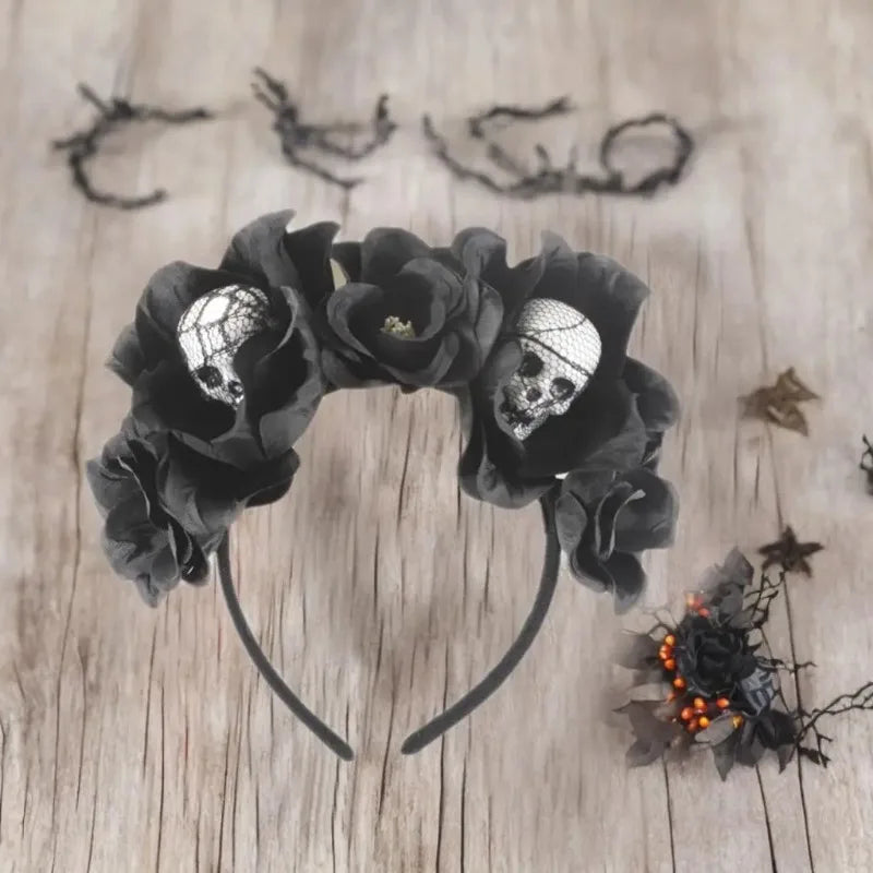 Halloween Skeleton Flower Headband