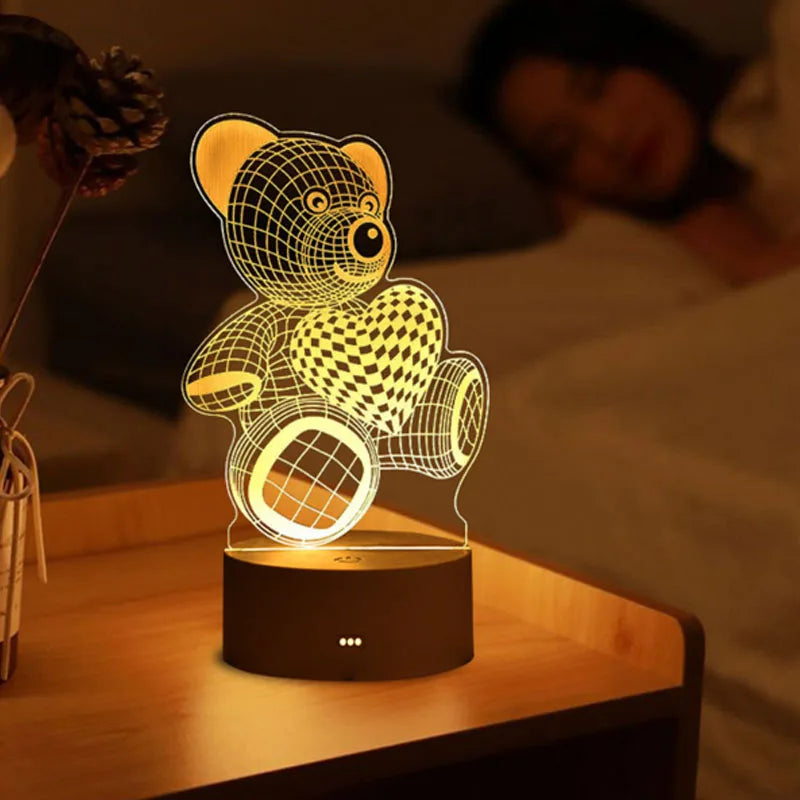 Christmas Home Decor - 3D LED Night Light - USB Acrylic Lamp
