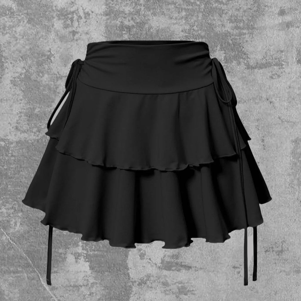 High-Waist Lace-Up Mini Skirt
