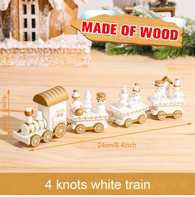 Wooden Christmas Train Ornament Set