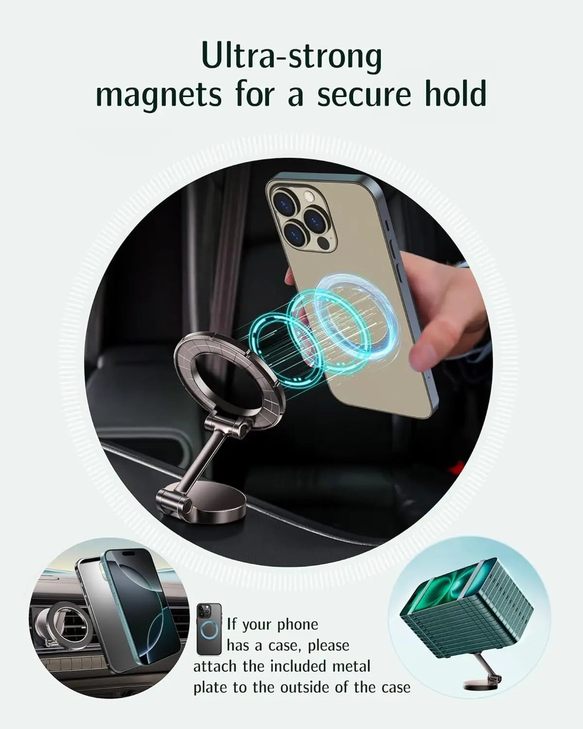 MagSafe Magnetic Car Phone Mount - 360° Adjustable