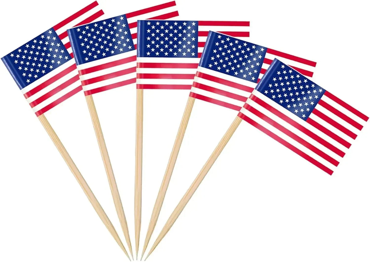 Themed Party trick - Mini Flag Cupcake/Cake/Cocktials/Fruitplatter Toppers (100 Pack)
