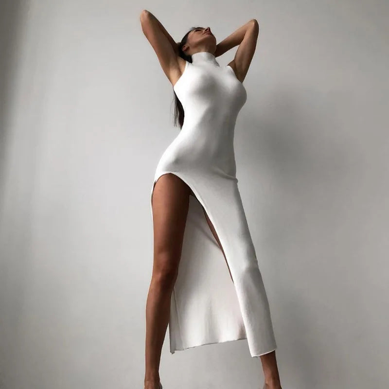 Elegant Backless Halter Evening Maxi Dress
