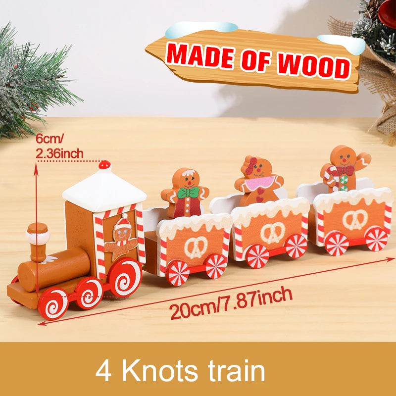 Wooden Christmas Train Ornament Set