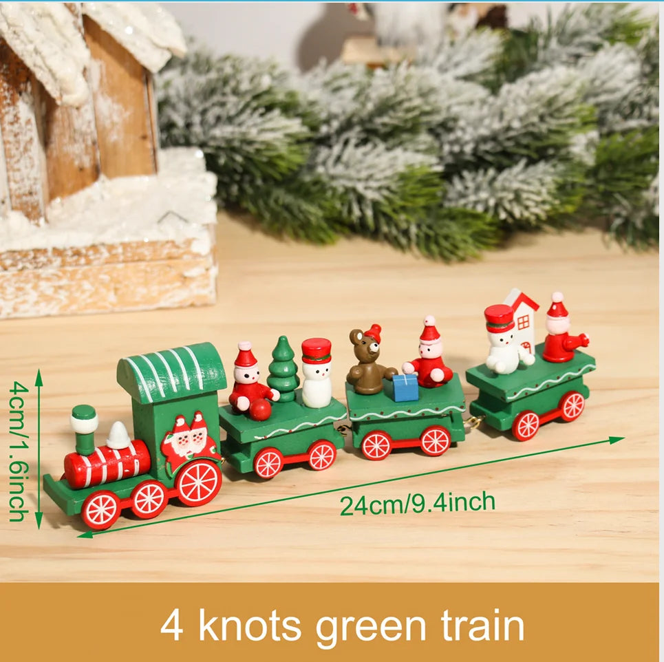 Wooden Christmas Train Ornament Set