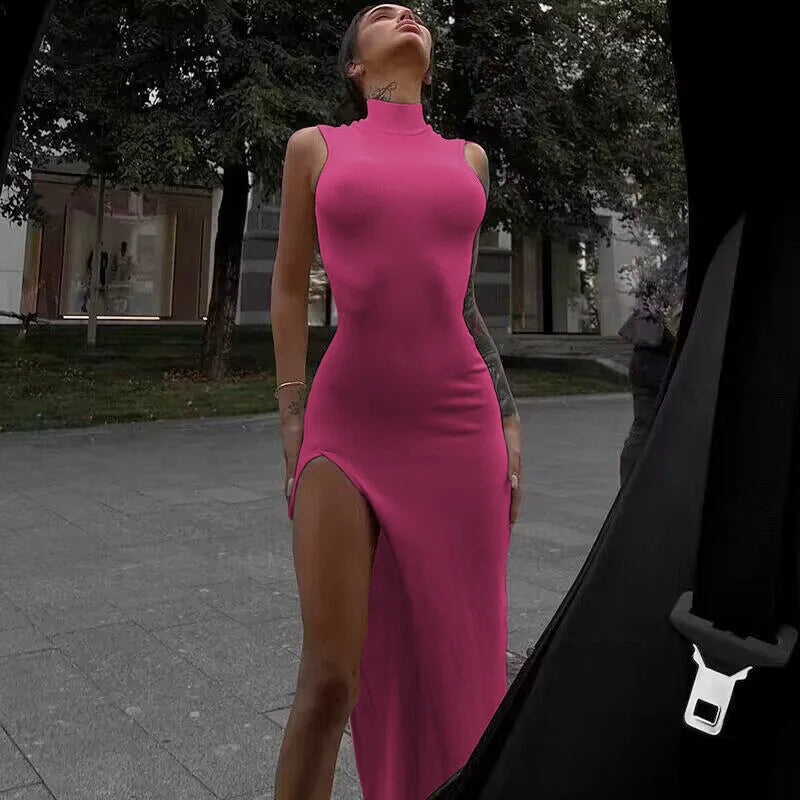 Elegant Backless Halter Evening Maxi Dress