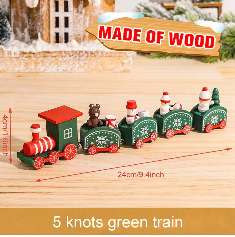 Wooden Christmas Train Ornament Set