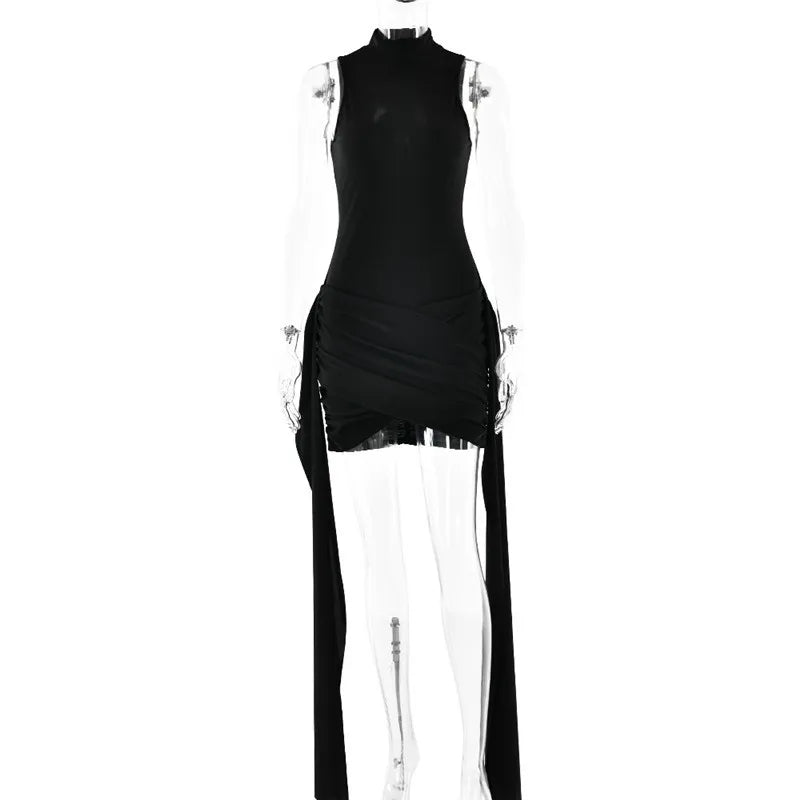 Turtleneck Ruched Tank Mini Dress