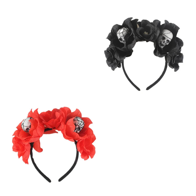 Halloween Skeleton Flower Headband
