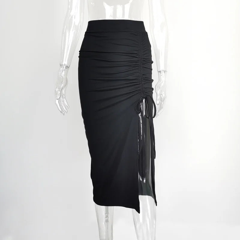 Irregular Shirred Elegant Midi Skirt