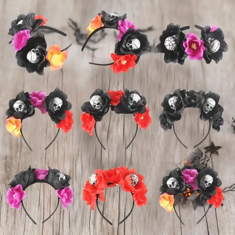 Halloween Skeleton Flower Headband
