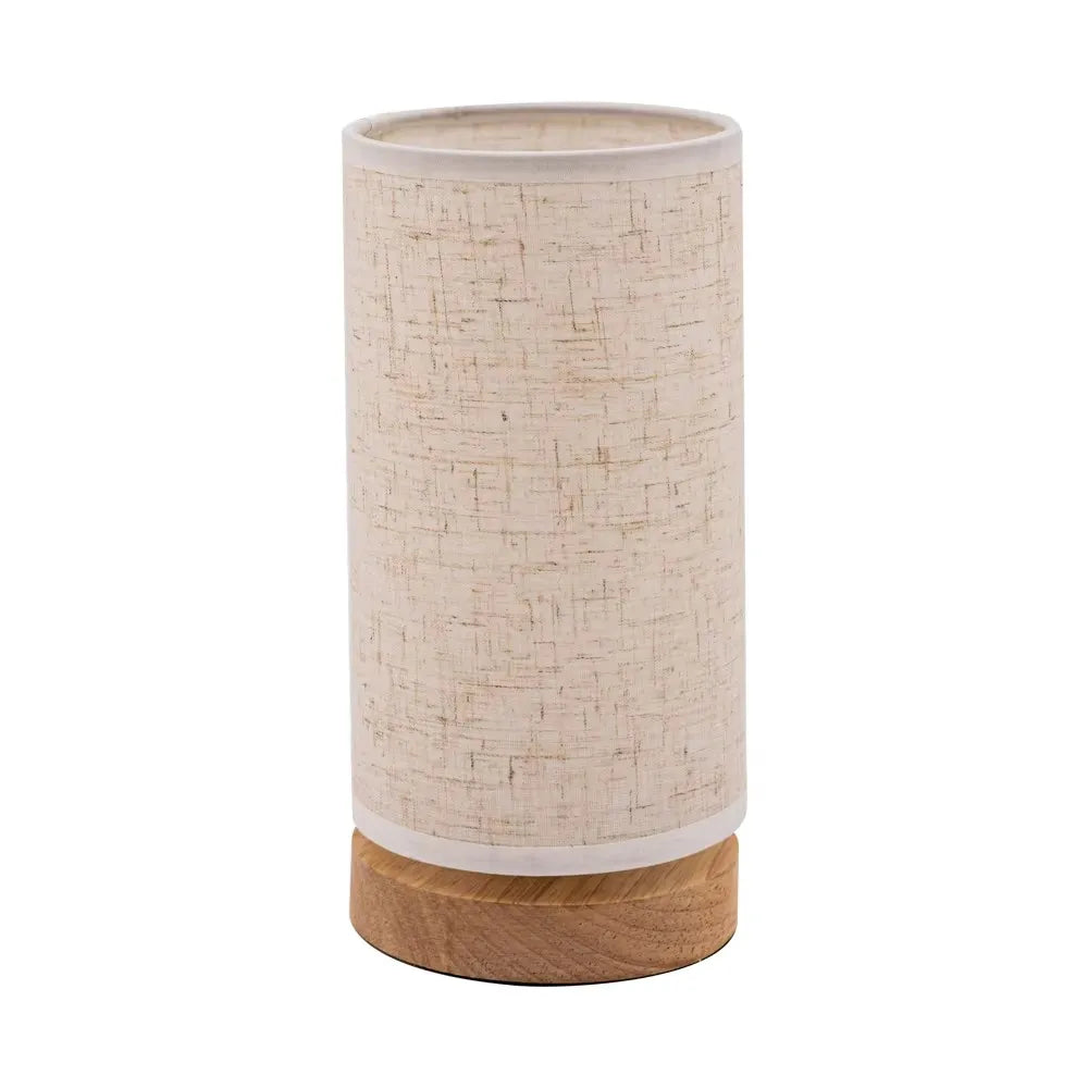 Solid Wood Bedside Table Lamp with Fabric Shade