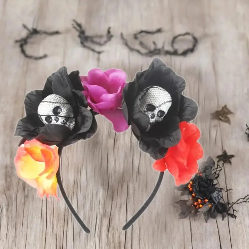 Halloween Skeleton Flower Headband